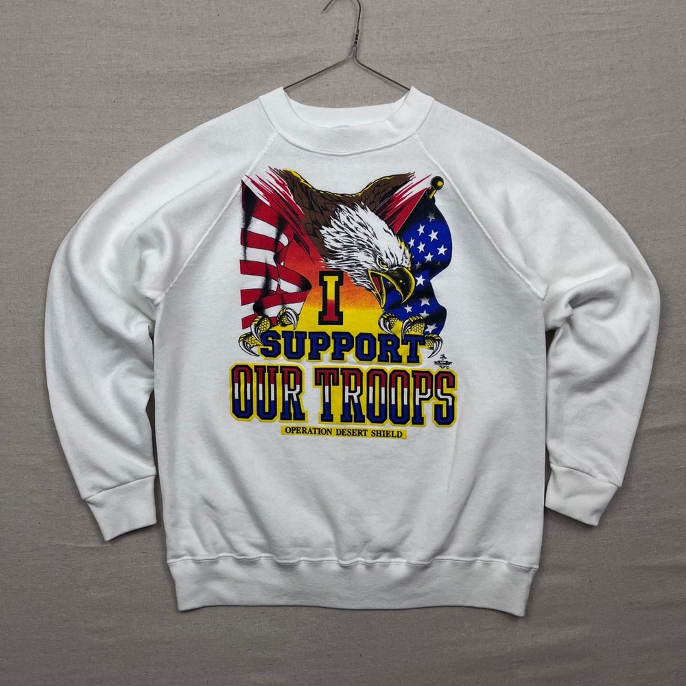 Vintage Santee Sweats I Support Our Troops Operation Desert Shield Sweatshirt XL